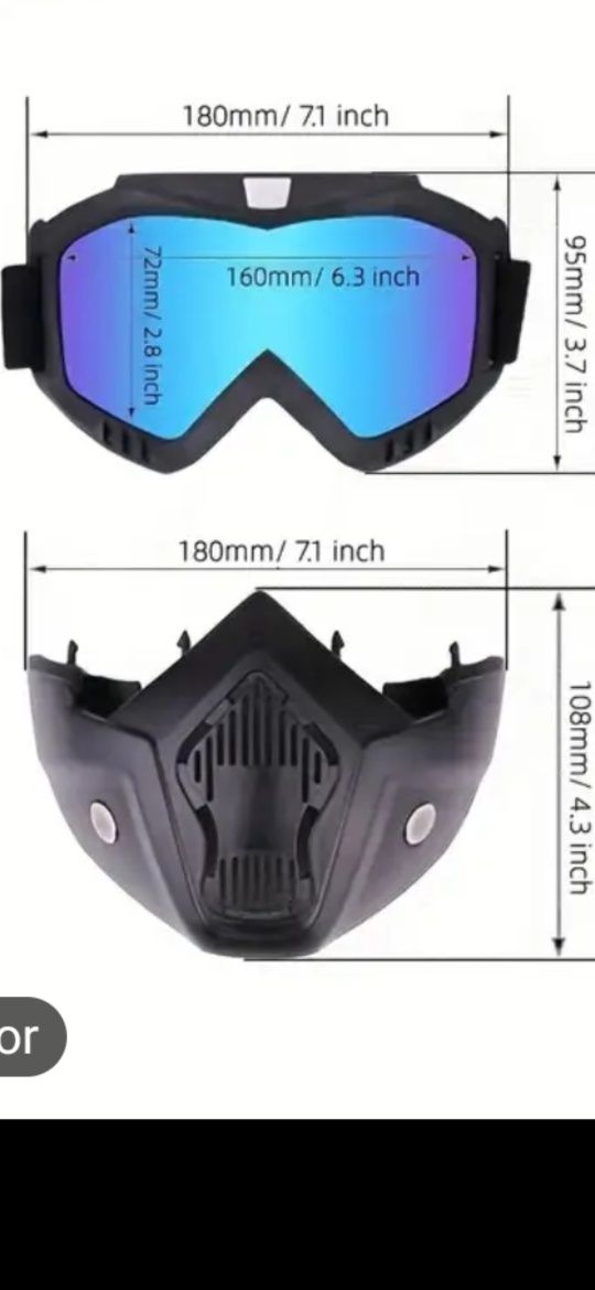 Maska wiatroszczelna  na rower, motor, narty czy snowboard