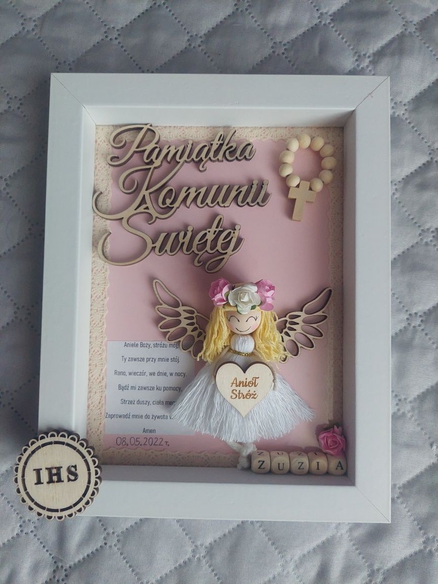 Pamiątka Pierwszej Komuni Świętej Aniołek handmade