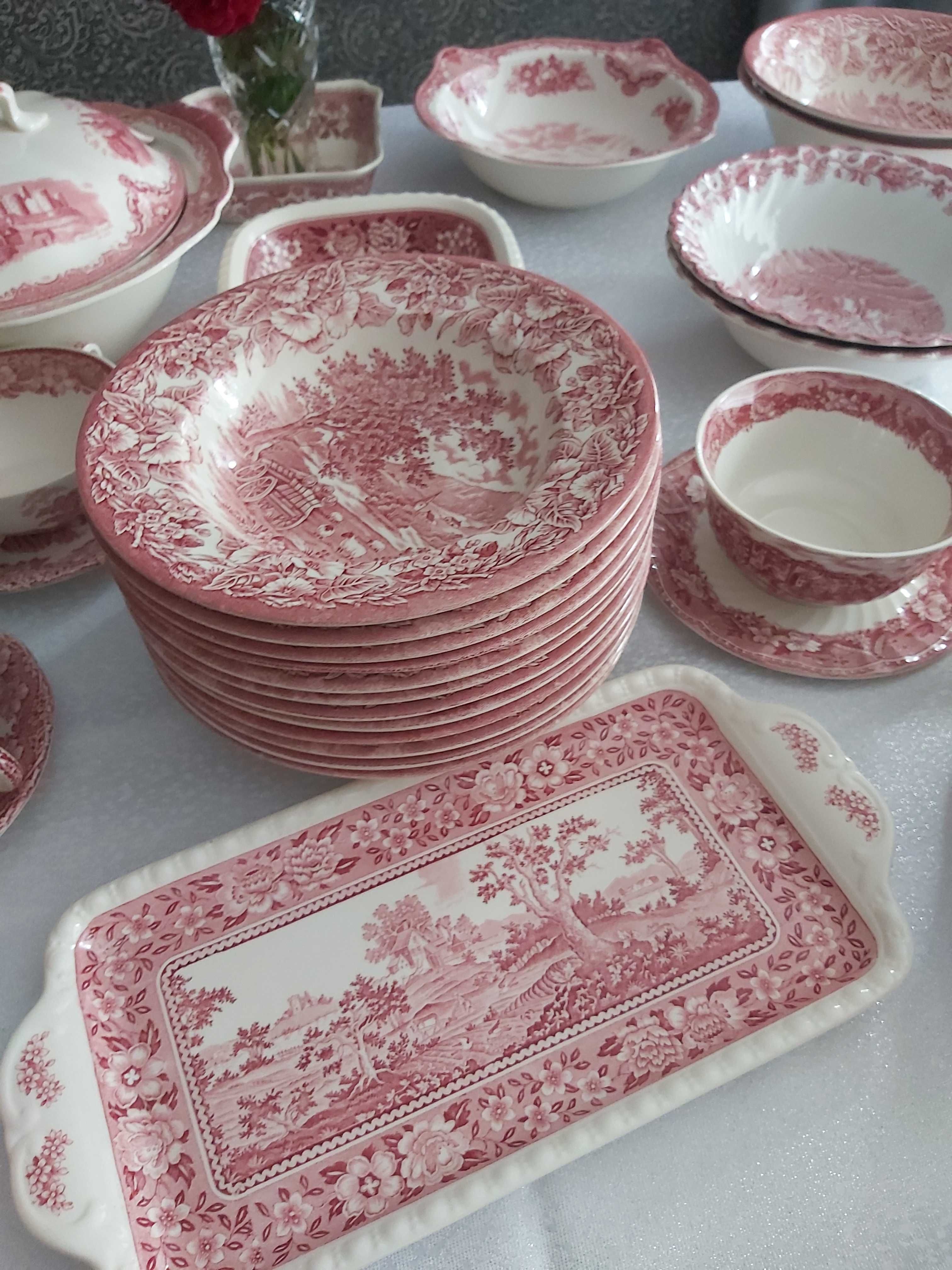 Zestaw obiadowy angielski różowy  Villeroy&Boch, Johnson Bros , Royal