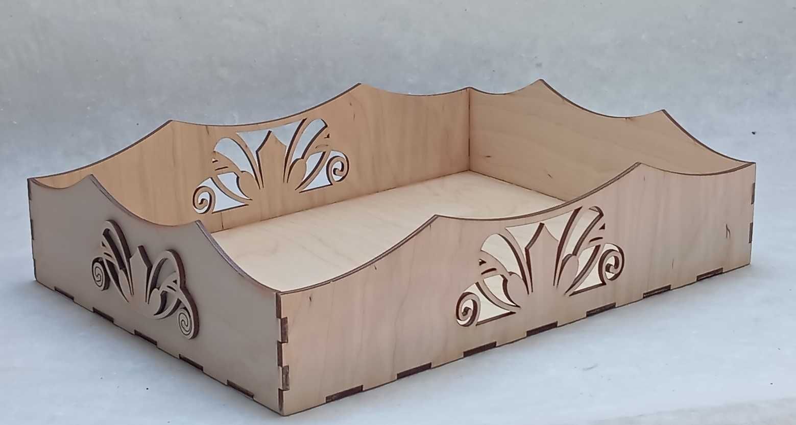 Ozdobne Pudełko Drewniane Koszyk Decoupage Pojemnik 30x22