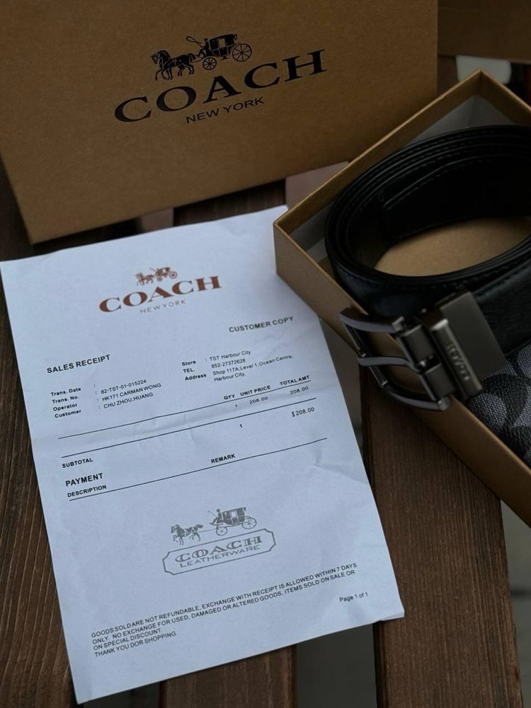 Чоловічий подарунковий набір Coach ремінь та кошельок чоловічий ремінь