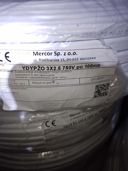 Przewód ydy p 3x2,5 firmy mercor polski 330zł