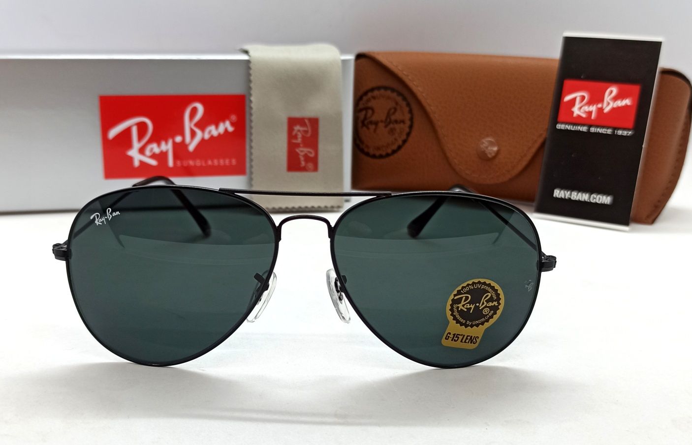 Ray Ban Aviator очки капли мужские черные в черном метале линзы стекло