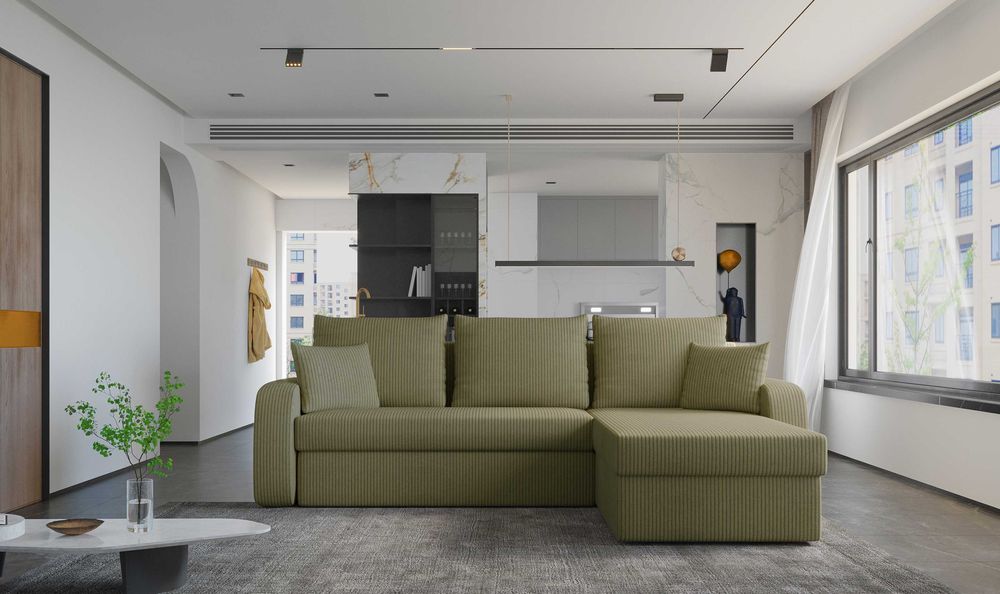 NAROŻNIK z funkcją spania nowoczesny COSMO rozkładany ROGÓWKA pojemnik