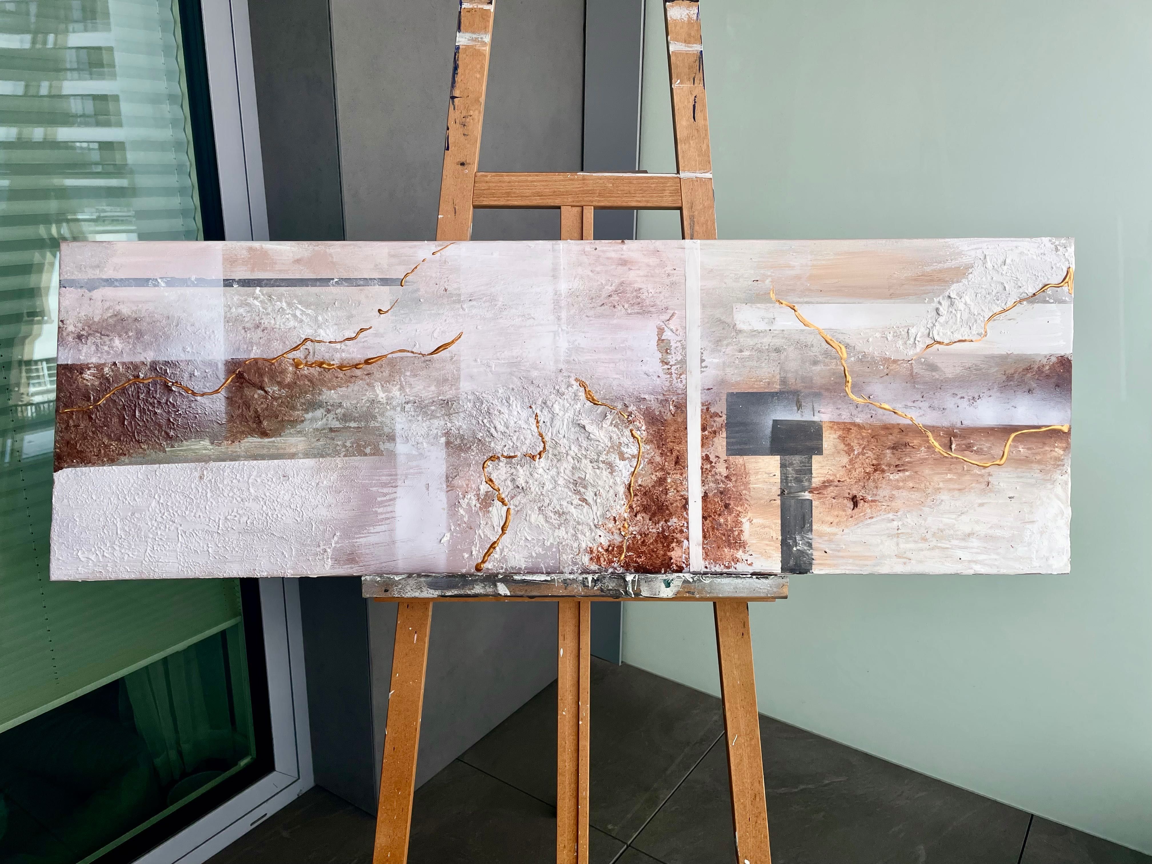 Obraz abstrakcyjny „Ziemia” 120x40cm - Dora Jane Art