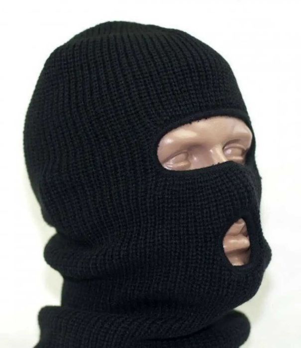 Балаклава зимова чорна в'язана двойна нитка