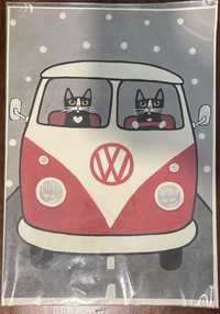 Plakat #Volkswagen T1 #koty 30x42cm przywieziony z Paryża