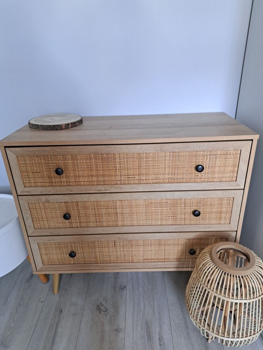 Komoda rattanowa boho 3 szuflady