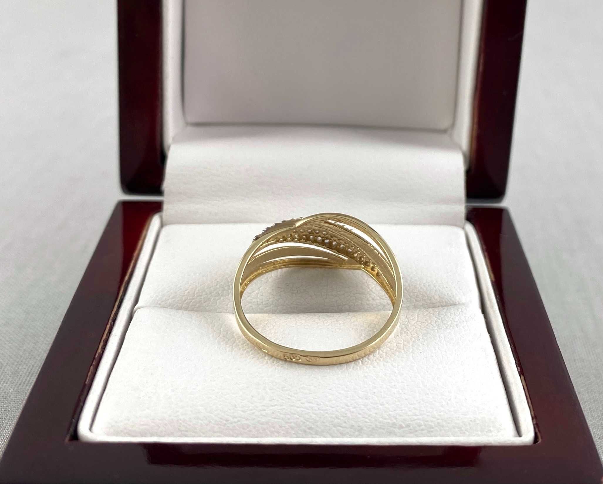 Przepiękny ZŁOTY pierścionek z cyrkoniami PR. 585 (14K) rozmiar 17