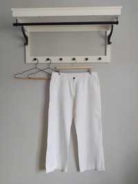 Białe, damskie, lniane, szerokie spodnie Moda at George 44
