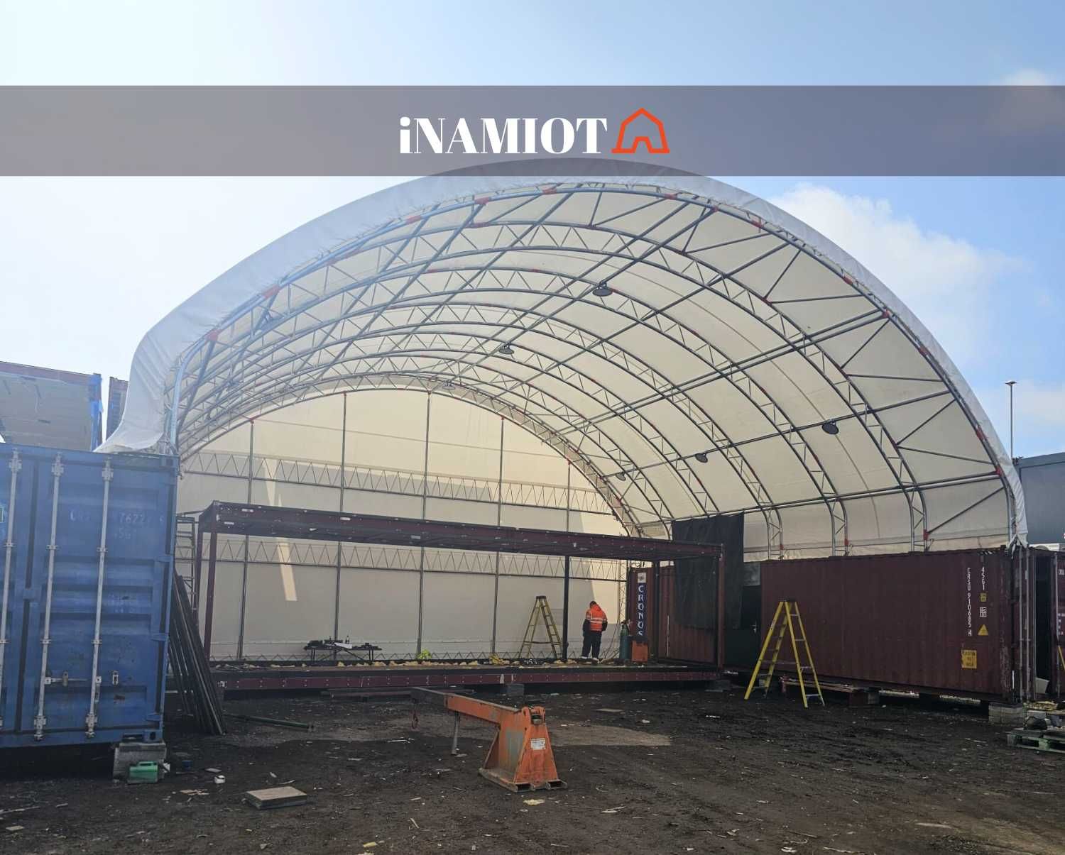 Zadaszenie kontenerowe 15x12 podwójna rama  PVC 900g obora na opasy