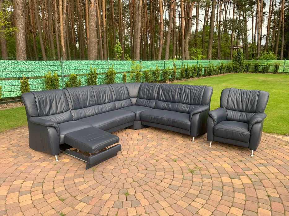 naturia niemiecki narożnik z fotelem skóra naturalna 290x230