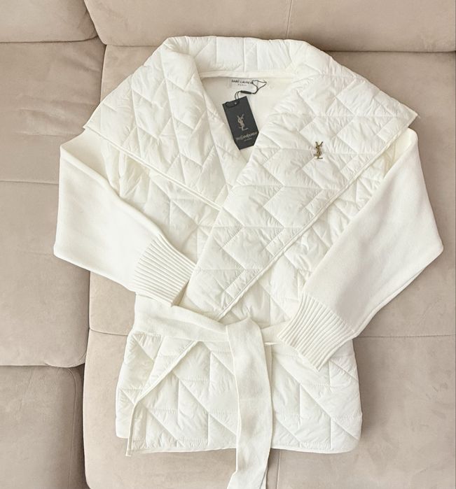 Женская Куртка Yves Saint Laurent с трикотажным рукавом