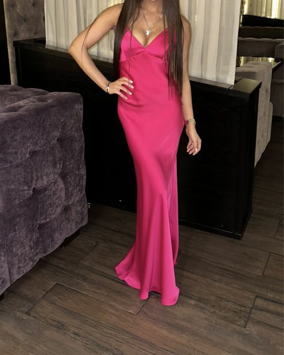 Платье шелковое розовое нарядное сукня выпуск, zara новый год al bon