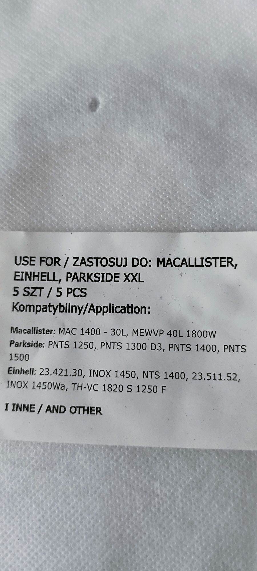 Worki do odkurzaczy Parkside XXL Macallister Einhell 64/45cm