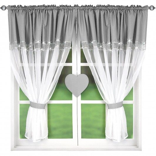 Firana firanka woal cyrkonie serce na taśmie 145x400