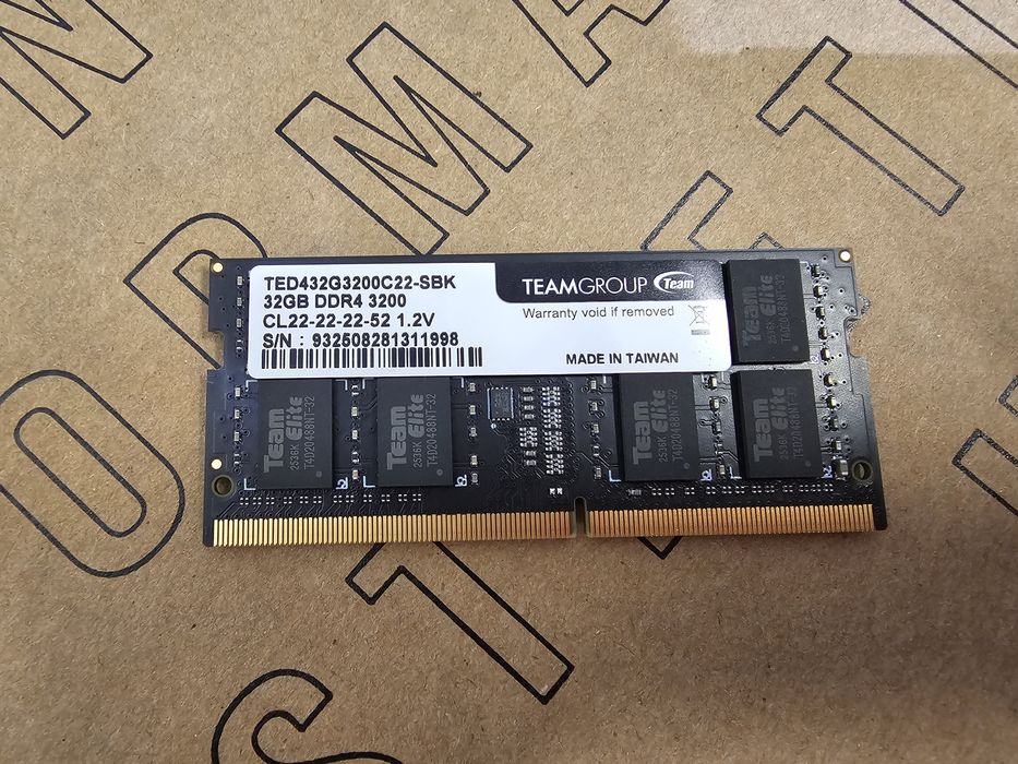 Оперативна пам'ять 64GB Team Elite SODIMM DDR4-3200 32768MB PC4-(2x32G