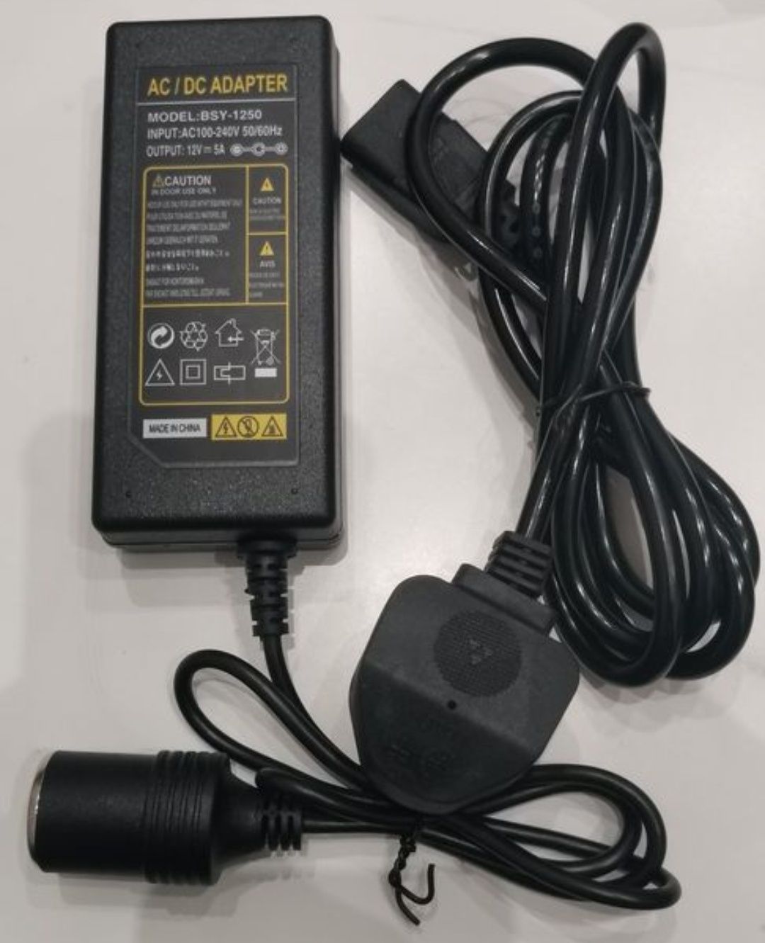 Zasilacz sieciowy DC 110V 220V do 12V 5A Przetwornica zapalniczki samo