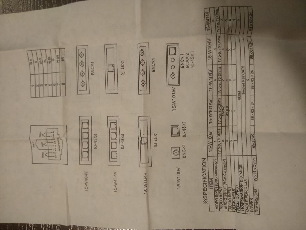 Pasywne złącze do transmisji sygnału AV 15-W101AV po skrętce RJ-45