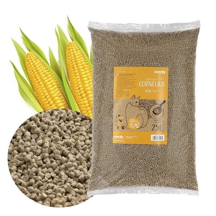 Żwirek kukurydziany dla kota CORNELIUS 25L naturalny