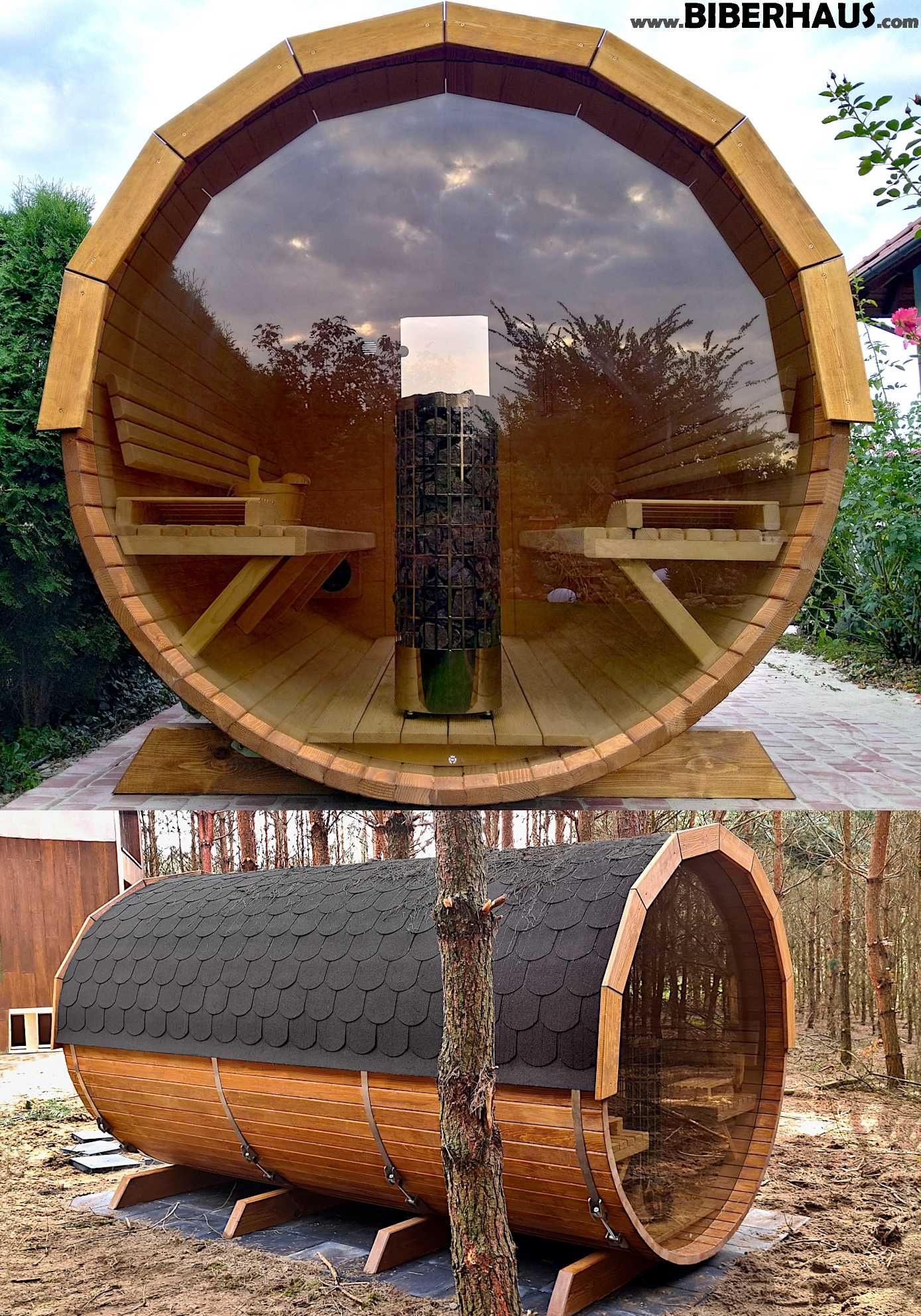 SAUNA Ogrodowa 400 cm + OKNO 100% + GRATIS Beczka 500L + Akcesoria