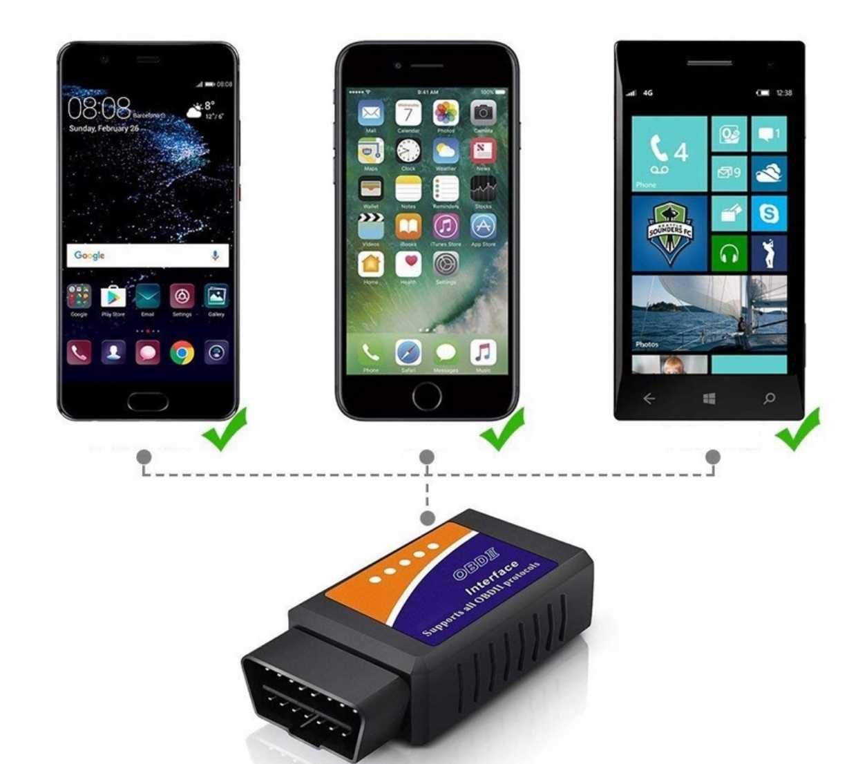 INTERFEJS diagnostyczny OBD2 ELM 327 bluetooth adapter kasowanie błęd