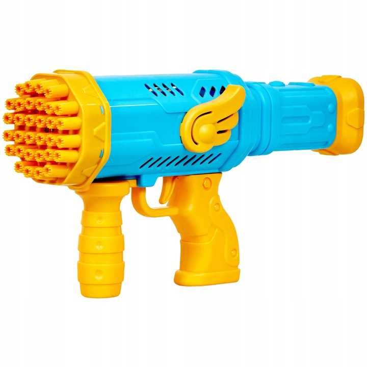 PISTOLET do baniek Mydlanych AUTOMAT generator oświetlenie LED + PŁYN