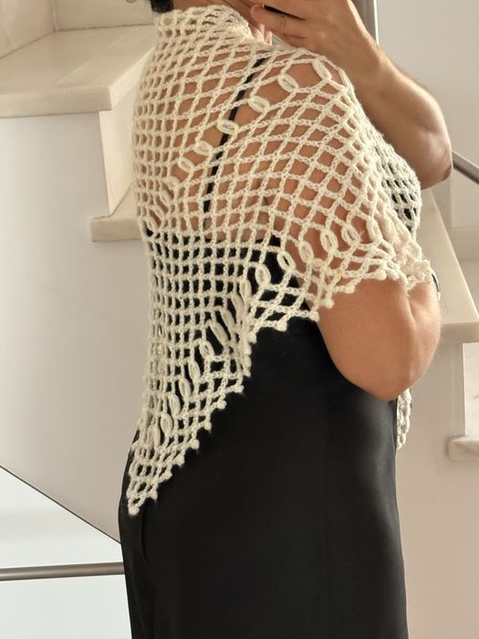 Xaile branco rendado artesanal [Tamanho aÚmico]