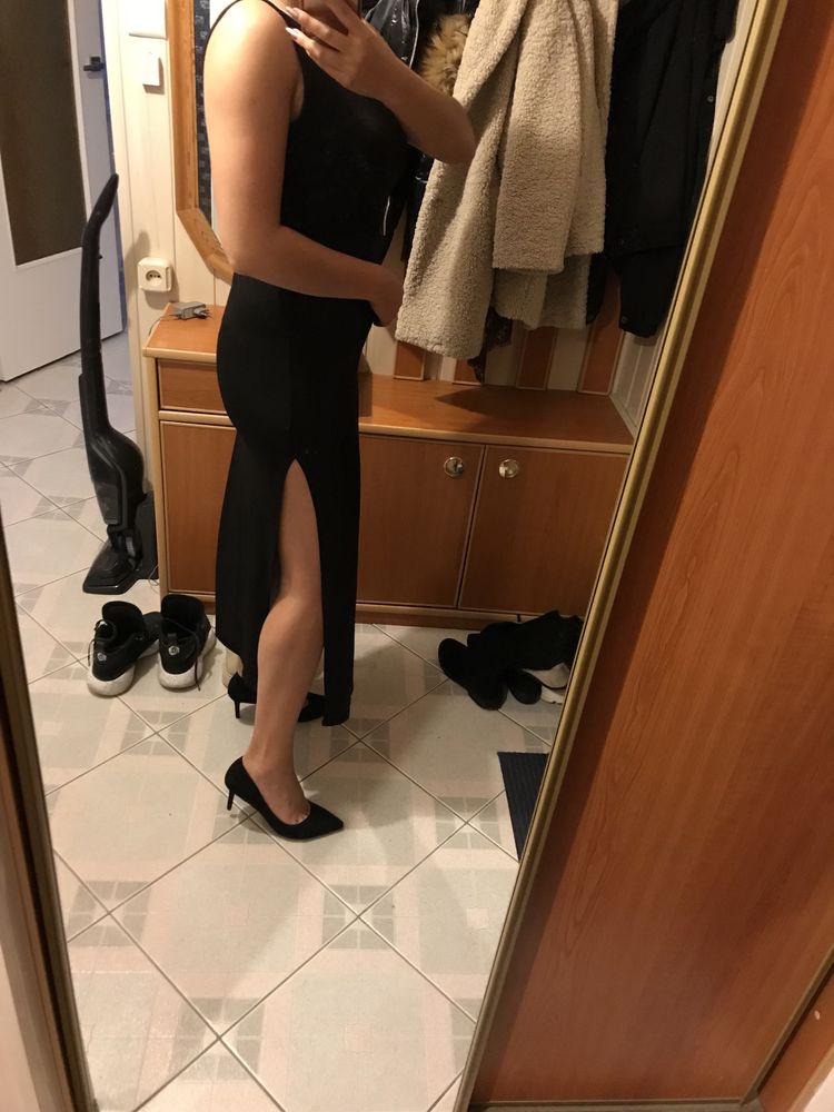 Suknia sukienka długa czarna H&M XS/S/M