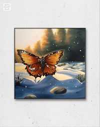 Obraz akrylowy motyl ręcznie malowany 70x70cm