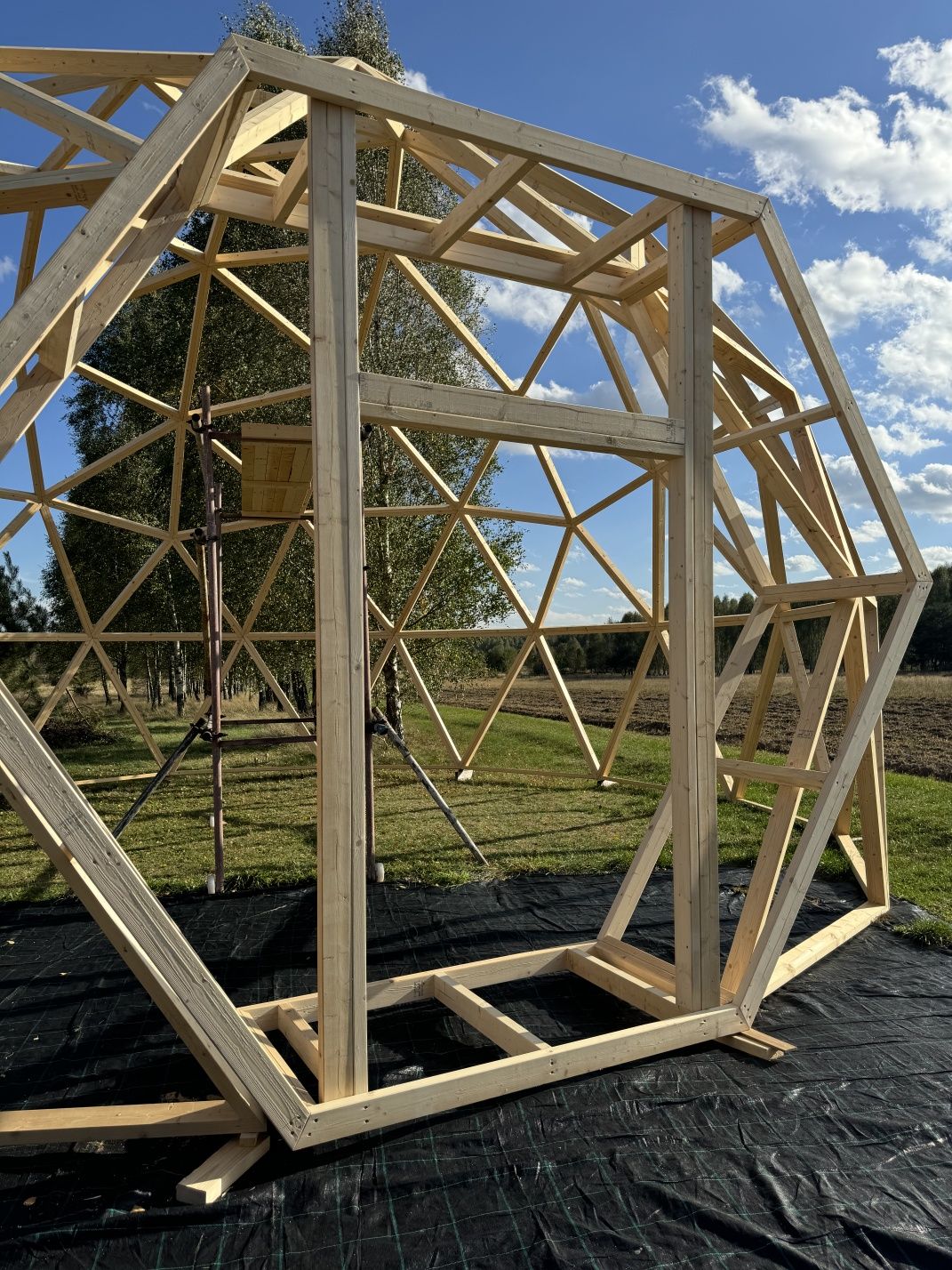 Kopuła geodezyjna 65m2. GLAMPING - Dom - Konstrukcja.