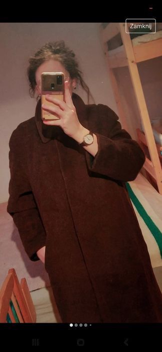 Płaszcz wełniany true vintage wełna moher maxi oversize