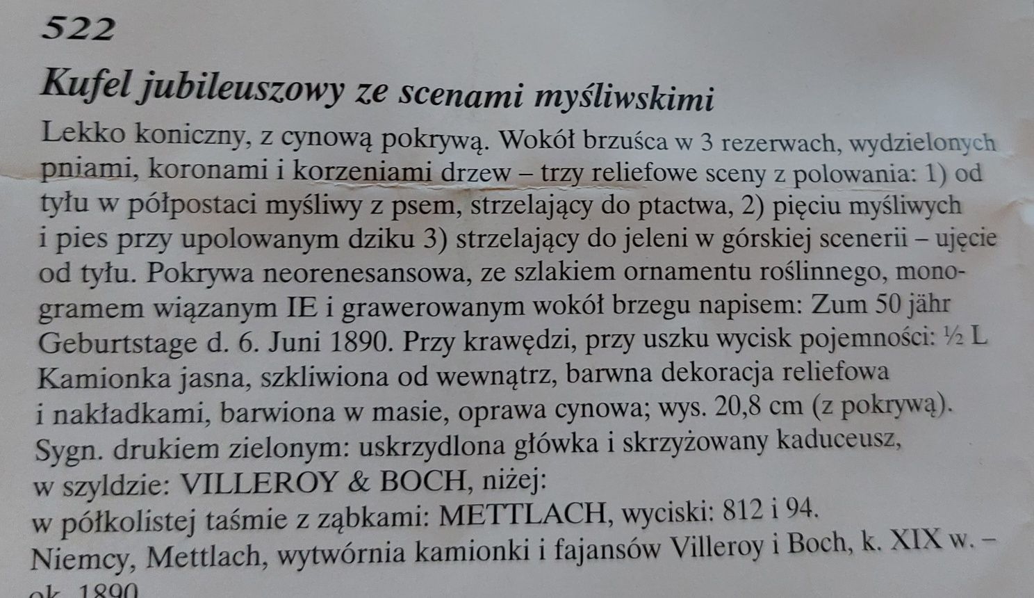 mettlach villeroy & boch kufel do piwa