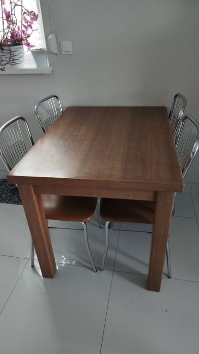 Stół dębowy solidny z litego drewna  110x80
