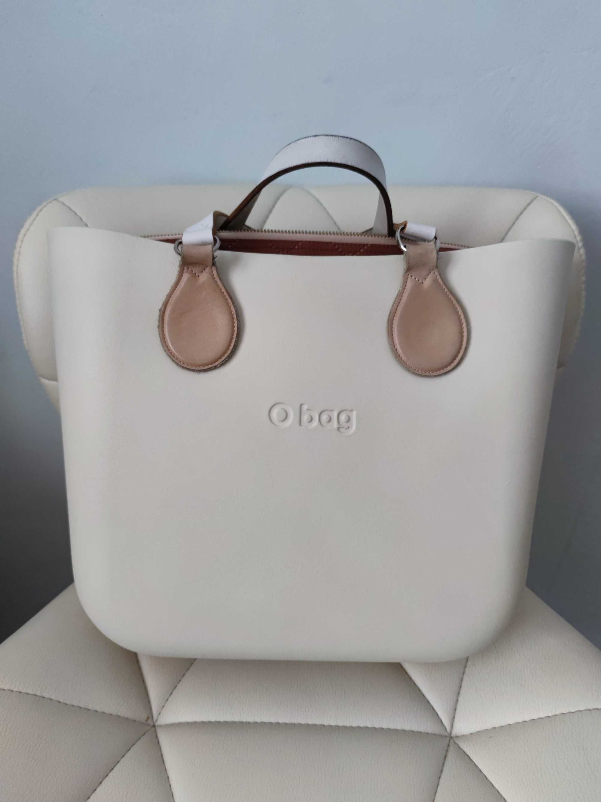 Torba kremowa shopper O Bag body dwa organizery białe uchwyty