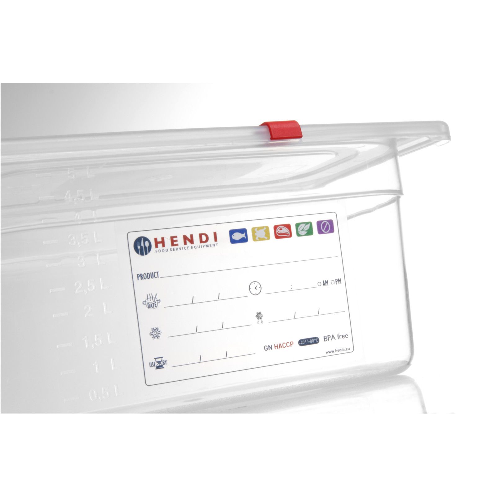 pojemnik z polipropylenu gn 1/2 wys. 100 mm - hendi 880173