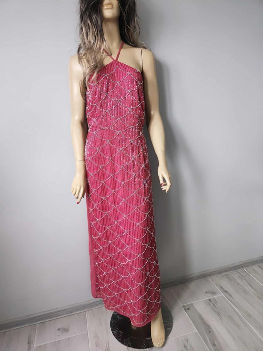 Przepiękna długa suknia w stylu glamour wesele impreza połowinki 40