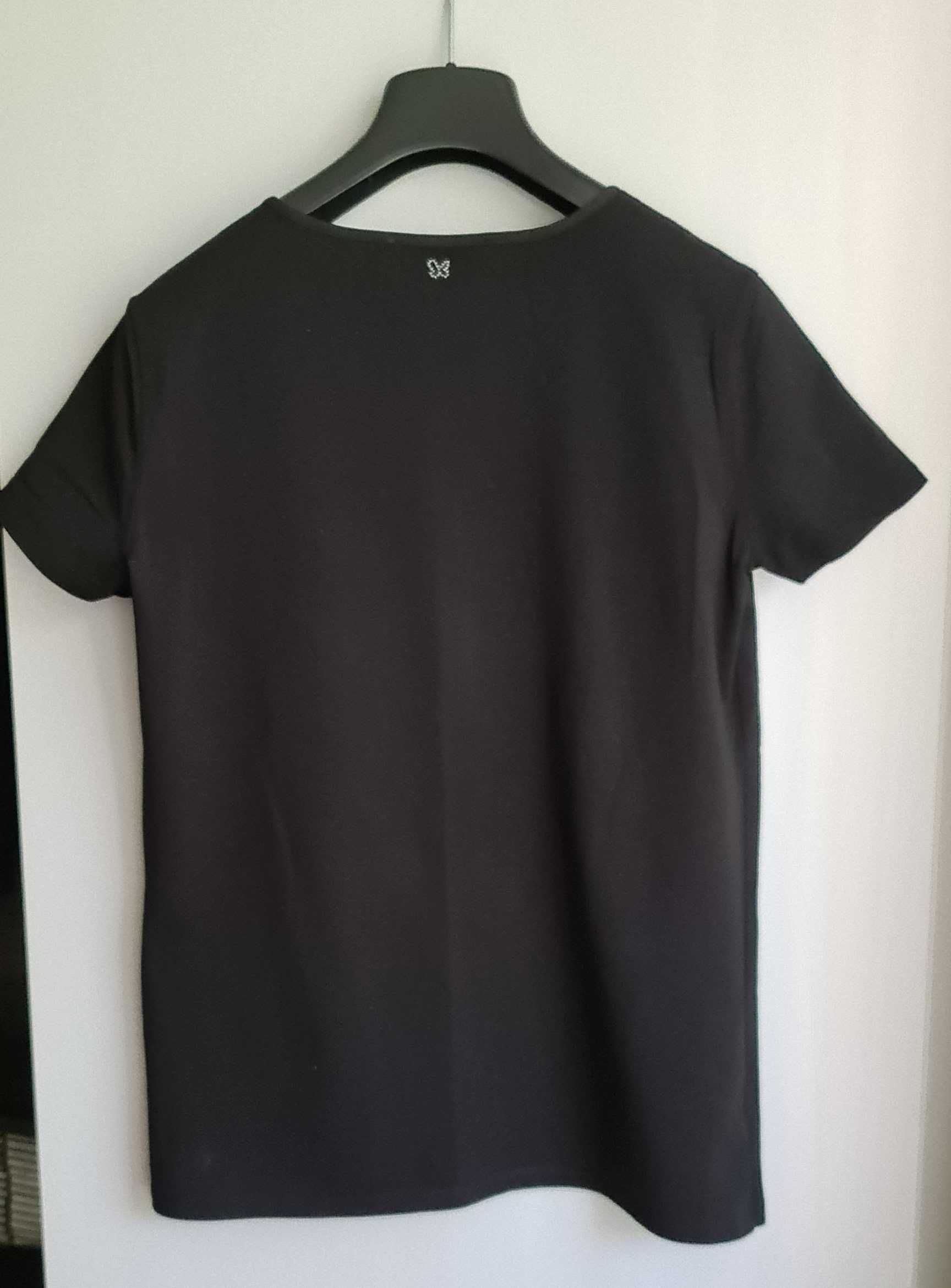 Max Mara Weekend - czarna bluzka (t-shirt) z efektownymi aplikacjami