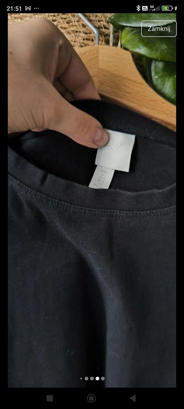 L/XL bawełniana czarna długa koszulka bez rękawów top bluzeczka