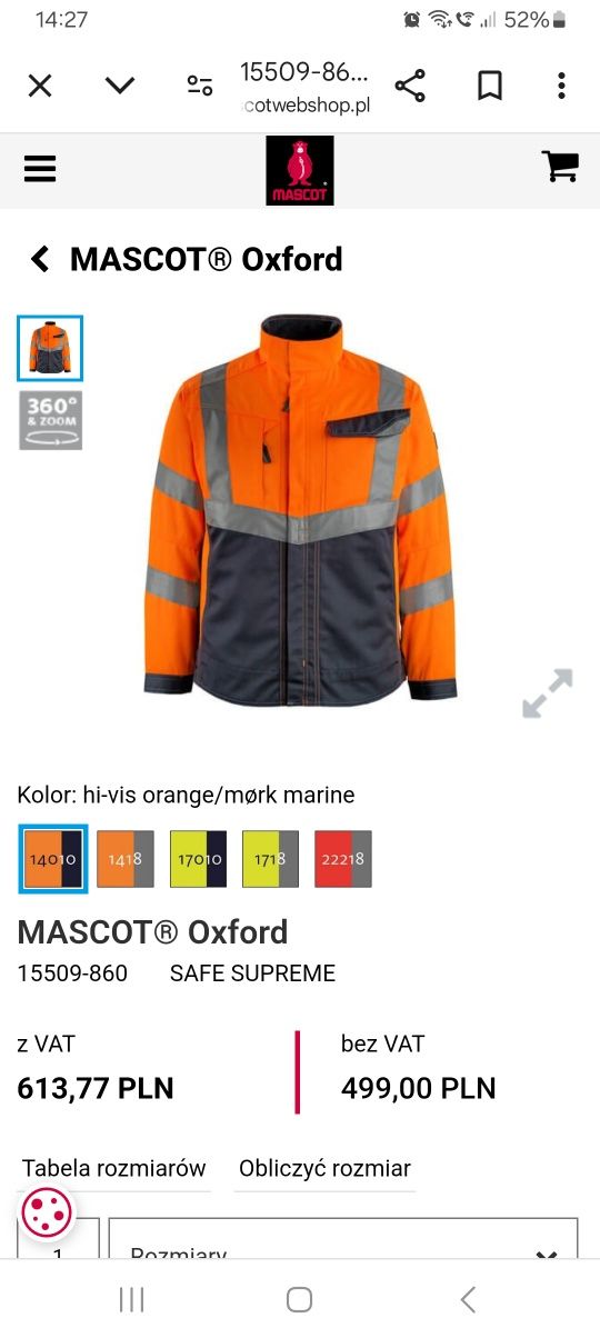 Kurtka Robocza Mascot Safe Supreme Oxford rozm.XL