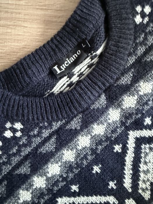 Zimowy ciepły sweter męski z wełną r. L