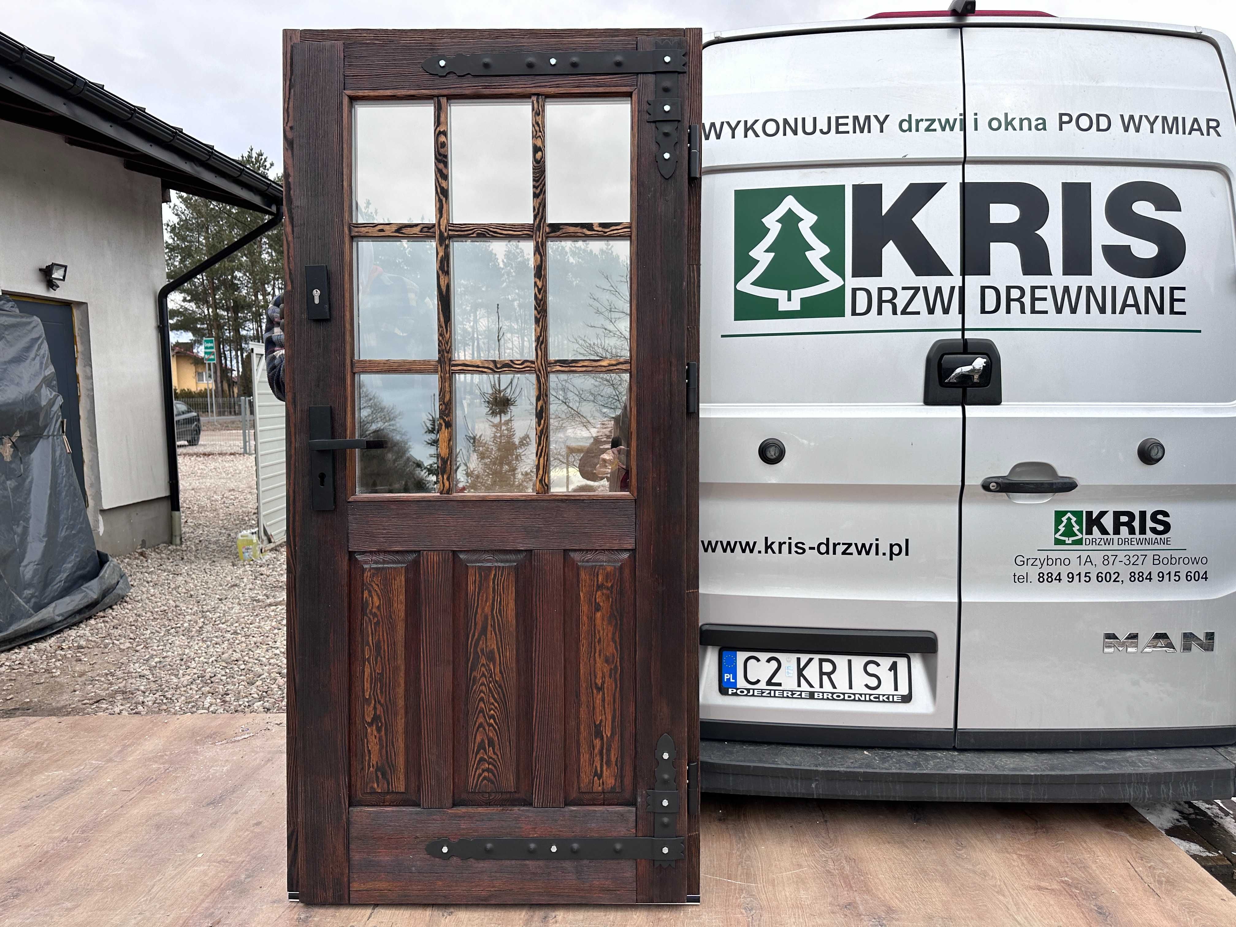 Drzwi zewnętrzne drewniane OD RĘKI postarzane Efekt starego drewna