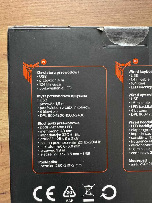 Zestaw gracza Liocat GS-385C4w1 podkładka, klawiatura, mysz, słuchawki