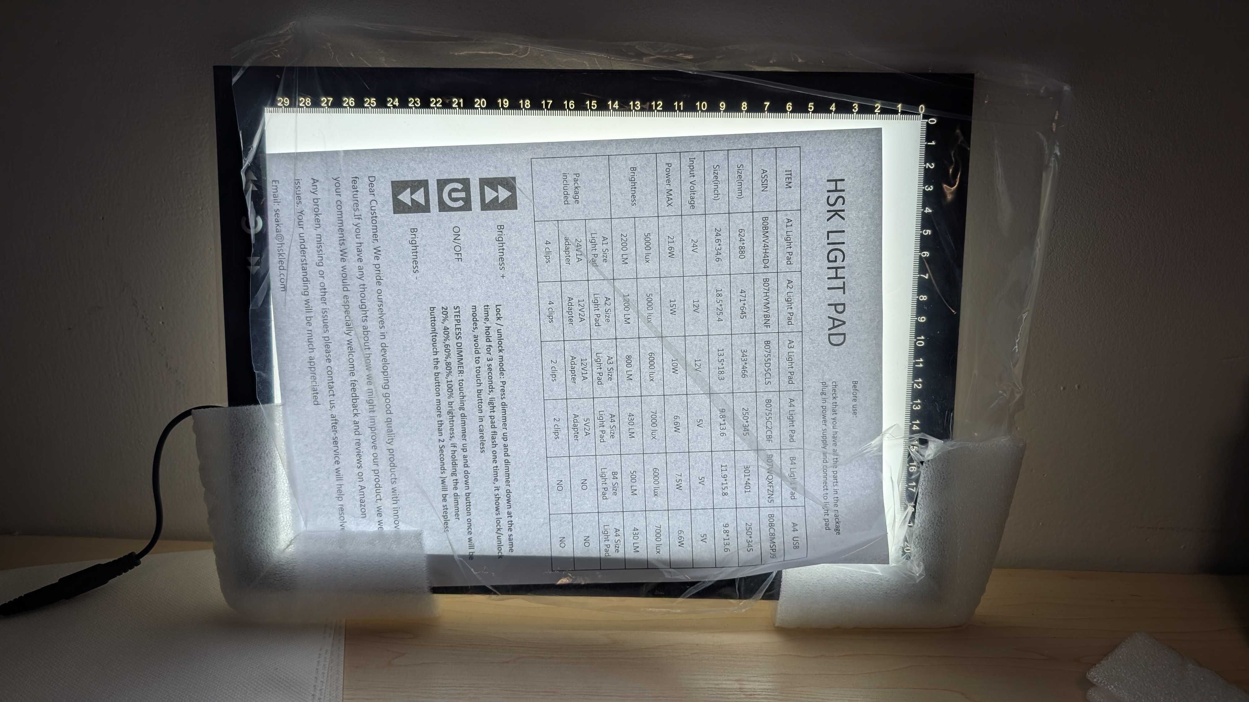 tablica led podświetlana do rysowania deska kreślarska graficzna A4