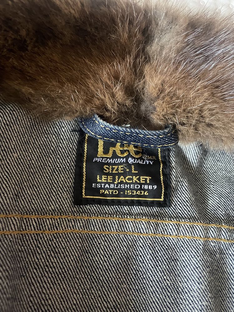 Kurtka jeans jeansowa Lee futro królik jak nowa M/L