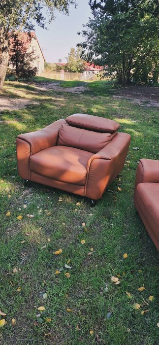 Sofa i fotel ze skóry