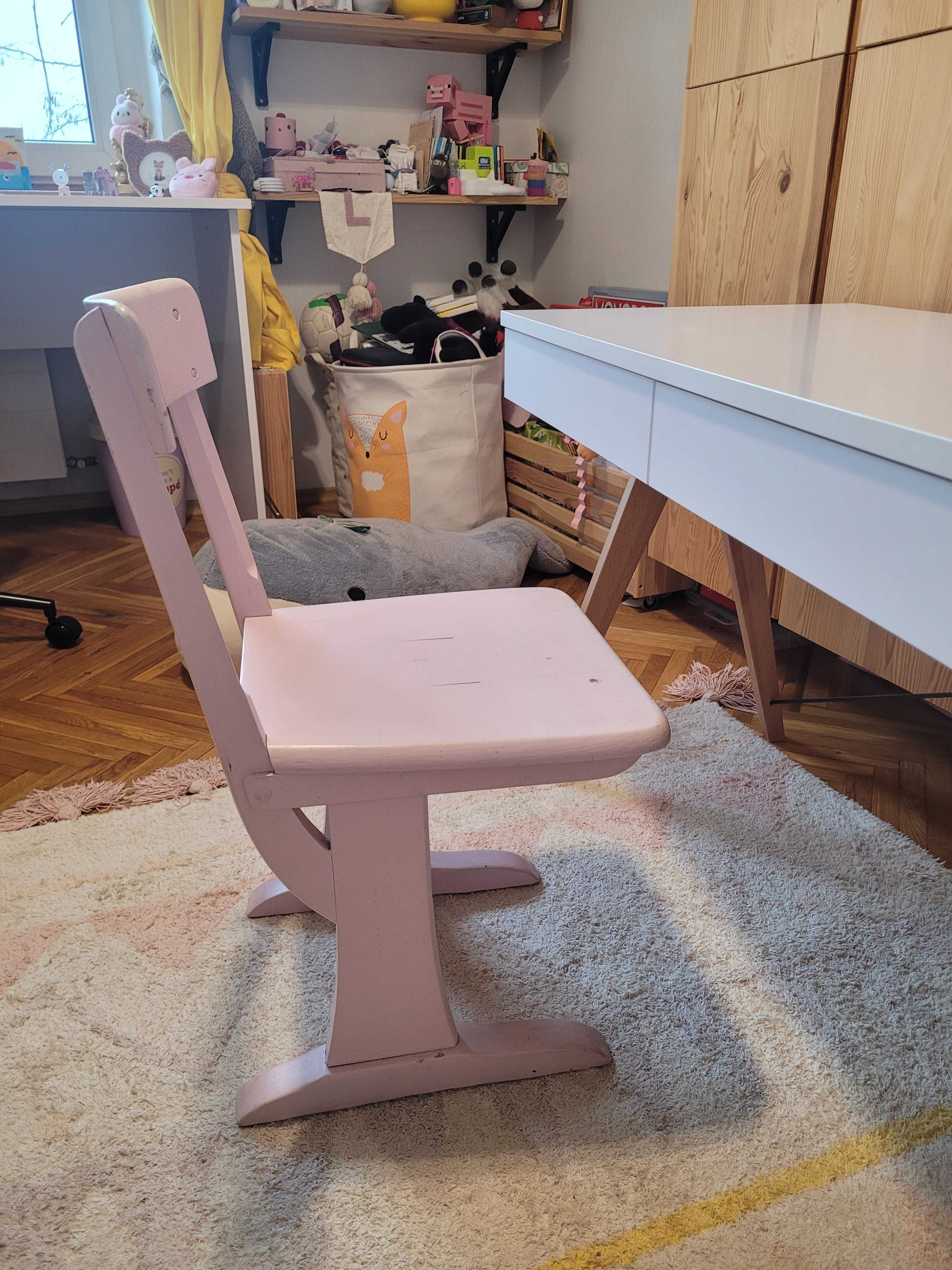 Klasyczne biurko MINKO Basic białe 100x50x65 + vintage krzesło