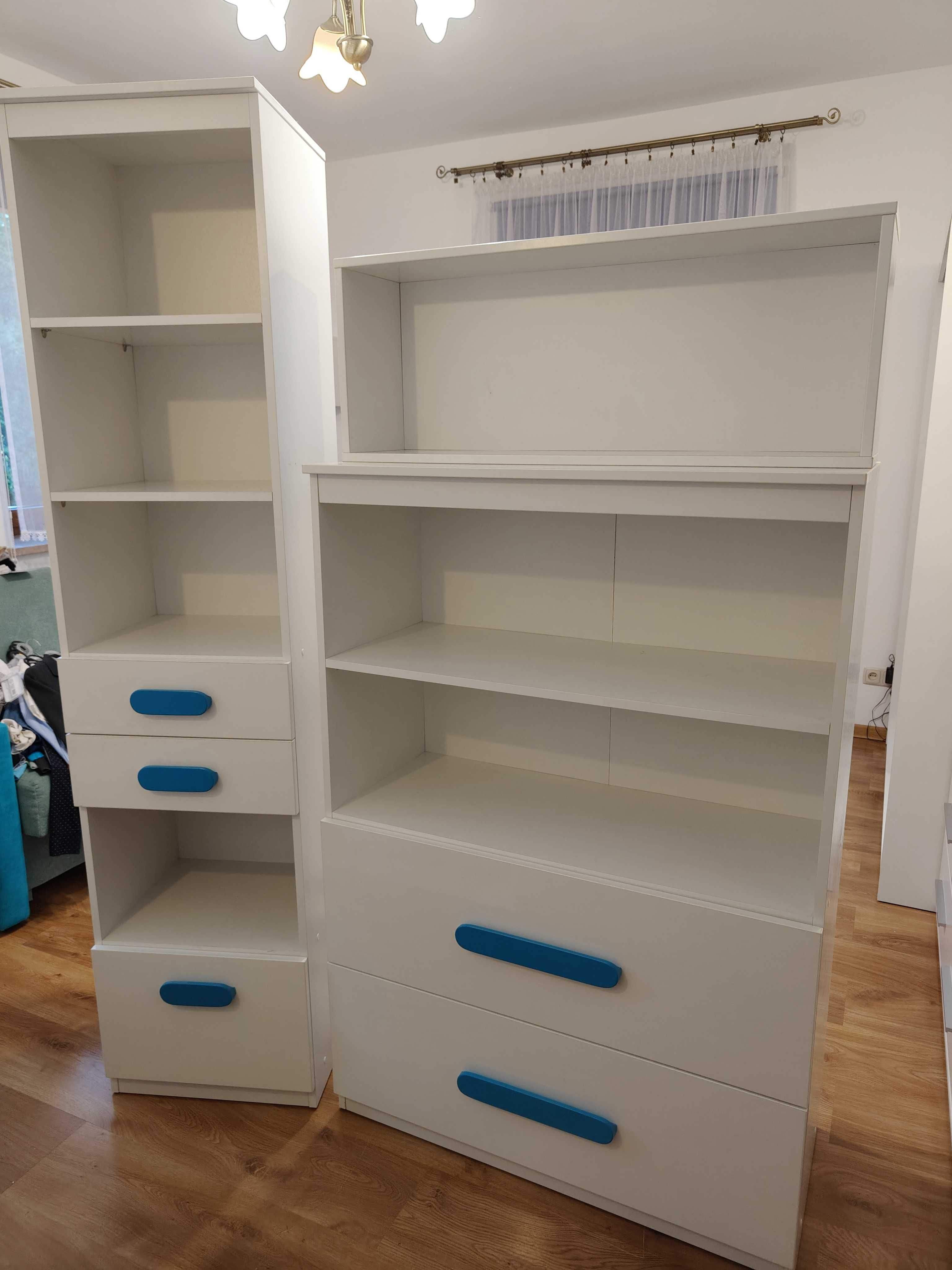 Zestaw mebli: szafa, komoda, regał + dodatk: regulowane biurko i fotel