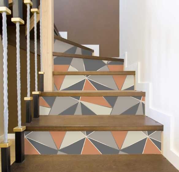 Tapeta samoprzylepna winylowa Geometryczna Szaro-Pomarańczowa NR.EO71