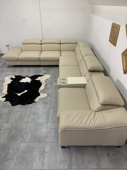шкіряний кутовий диван, шкіряні меблі, куток розкладний